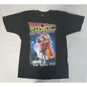 Back To The Future NWT Graphic Tee Mens Size L Black Hill Valley 1985 Movie